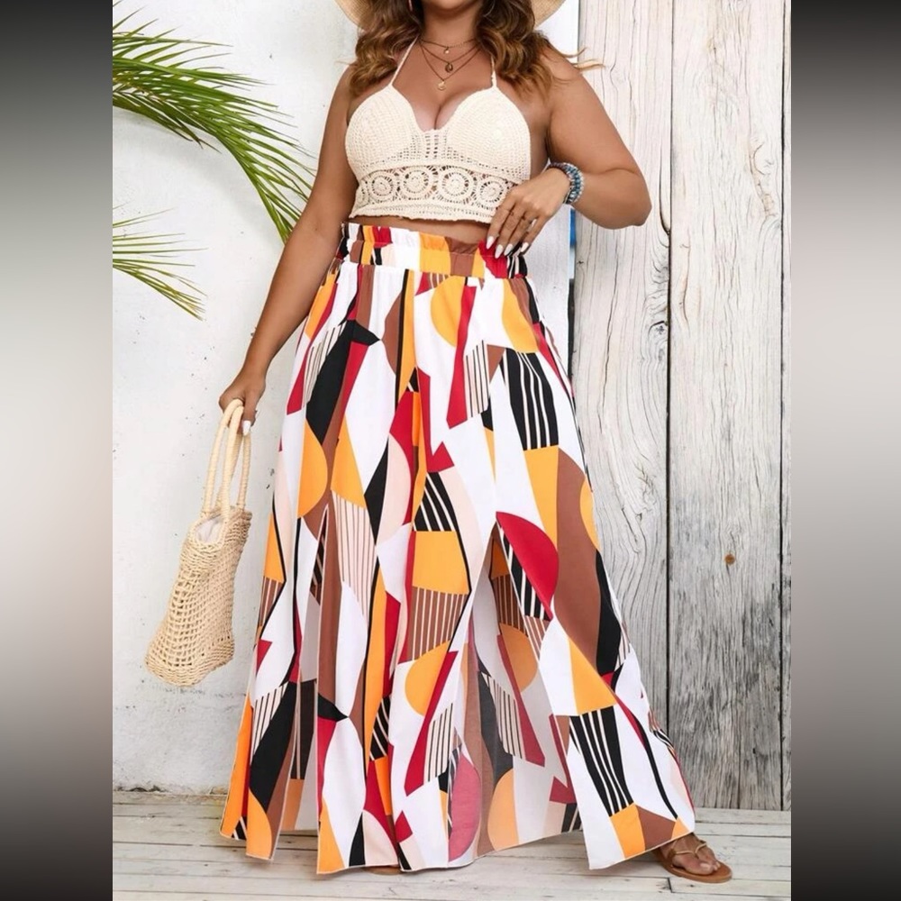 Geometric wide leg pants